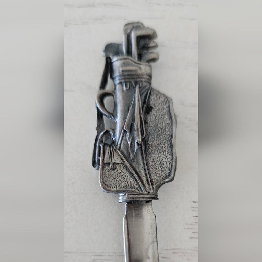 Vintage Pewter Golf Bag with Clubs 6" Letter Opener Office Accessory Golfer Gift